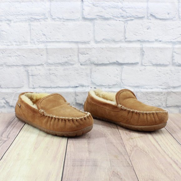 LL BEAN Brown Suede Venetian Shearling Lined Wicked Good Slippers 9 M - Picture 3 of 9